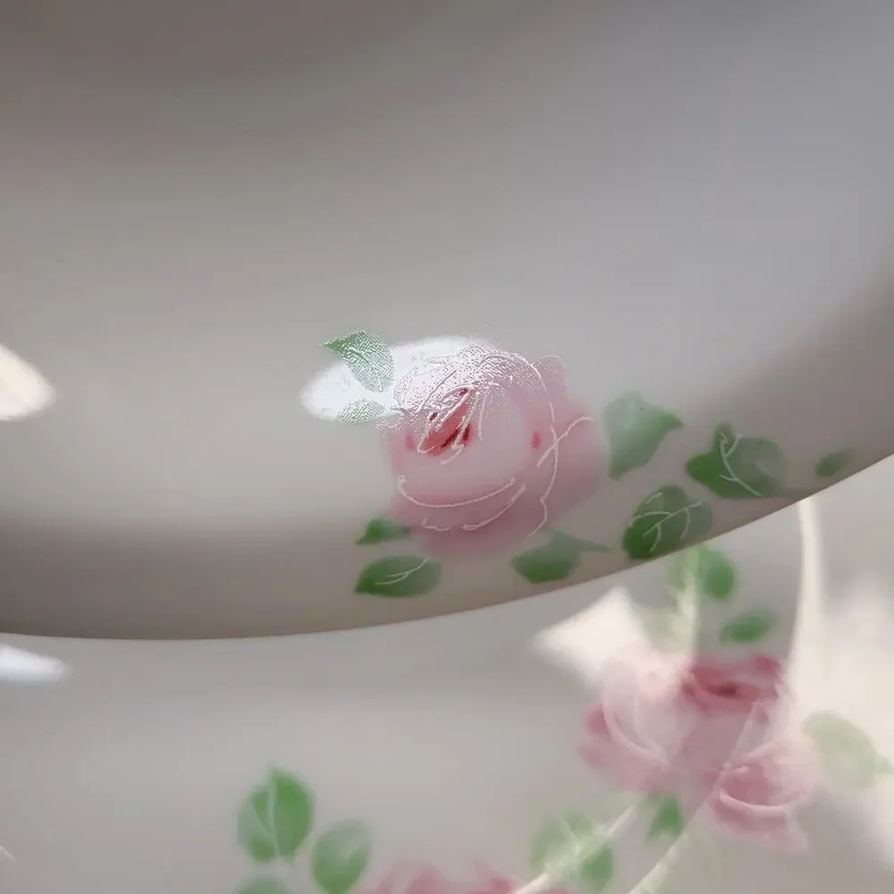 Pier 1 Vintage Rose Jardin Hand Painted China Dinner & Salad Plate Set